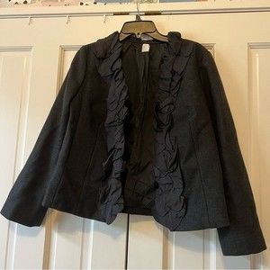 J. Crew Wool & Silk Ruffle Front Coat Size 10
